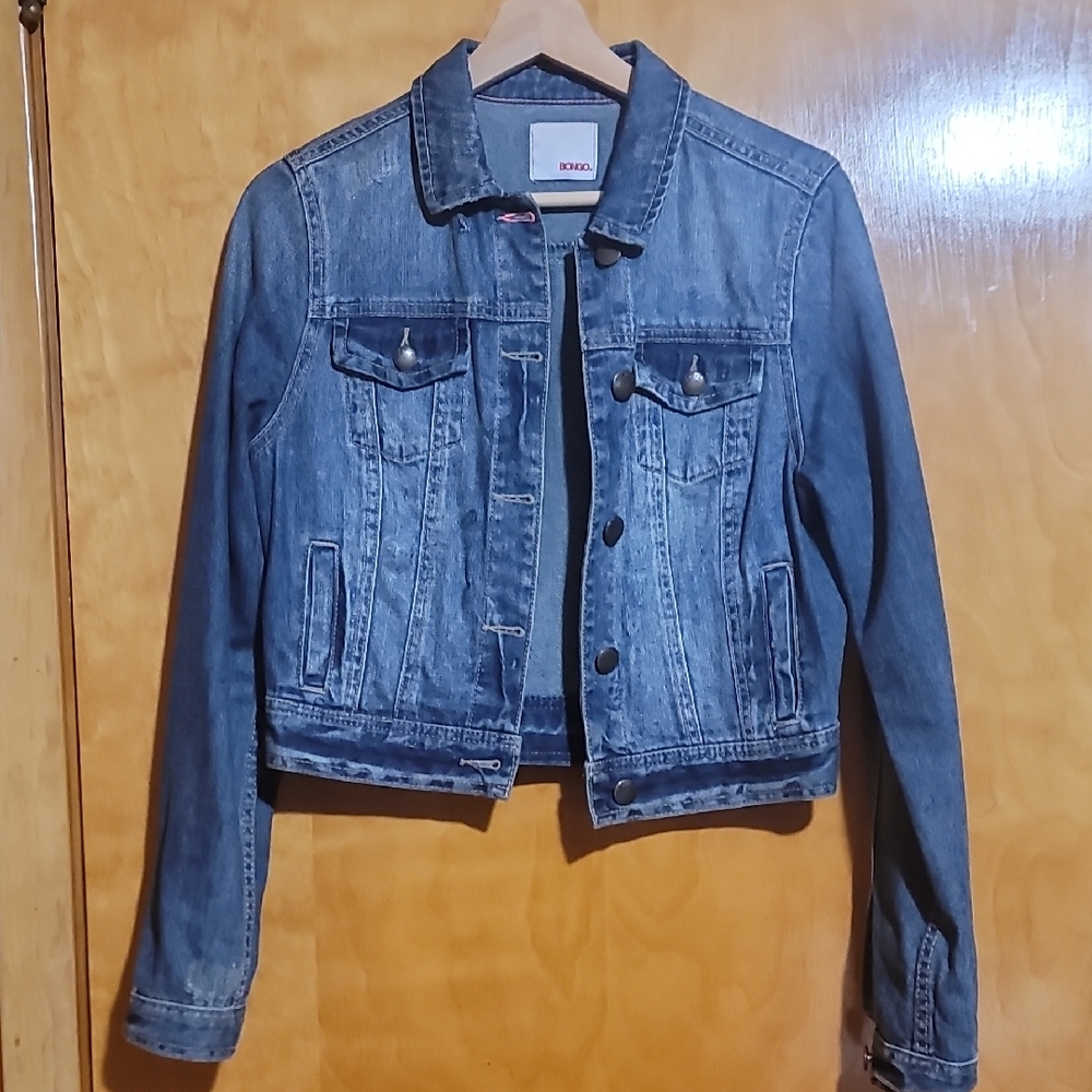 BONGO Blue Cropped Jean Jacket Fitted Style